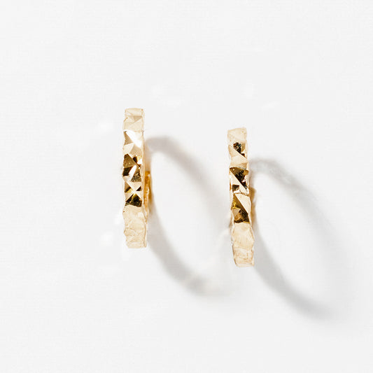 Diamond Cut Hoop Earrings 10K Yellow Gold