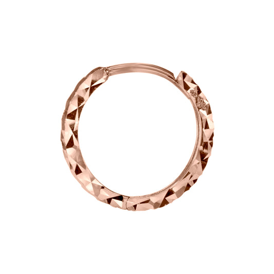 10K Rose Gold Hoop Earrings With Diamond Cut Pattern