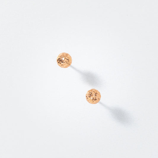 Diamond Cut Ball Stud Earrings in 10K Rose Gold