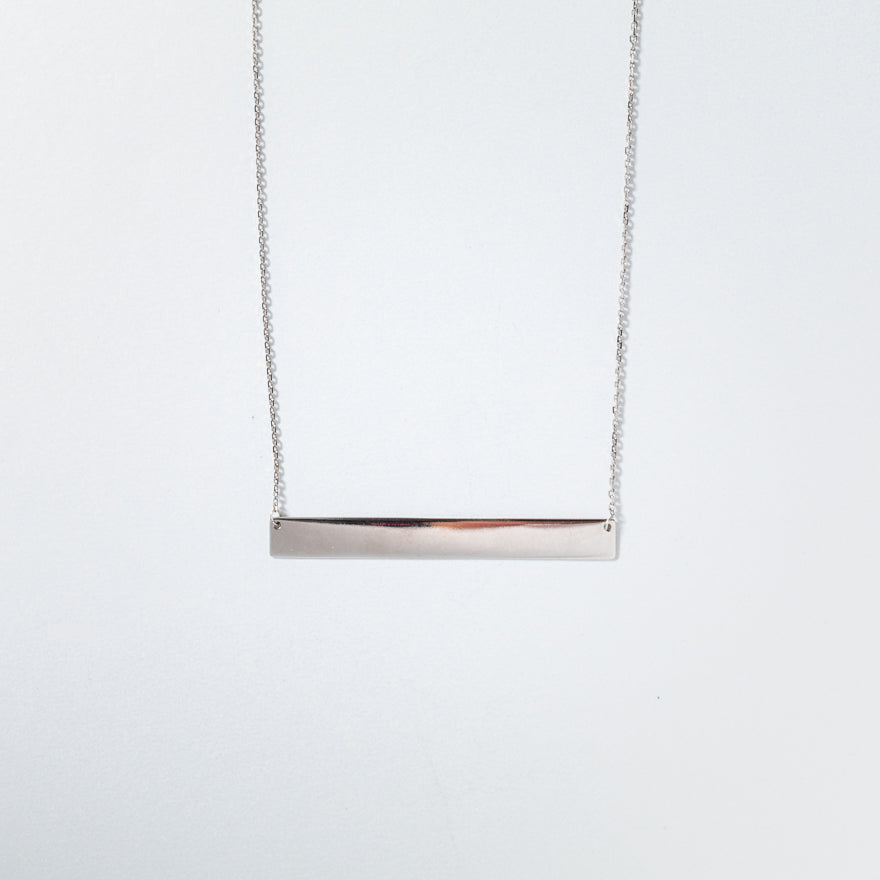 Gold Bar Pendant Necklace in 10K White Gold