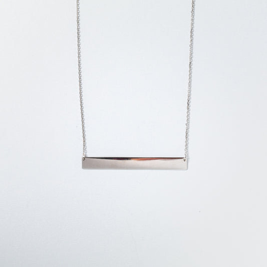 Gold Bar Pendant Necklace in 10K White Gold