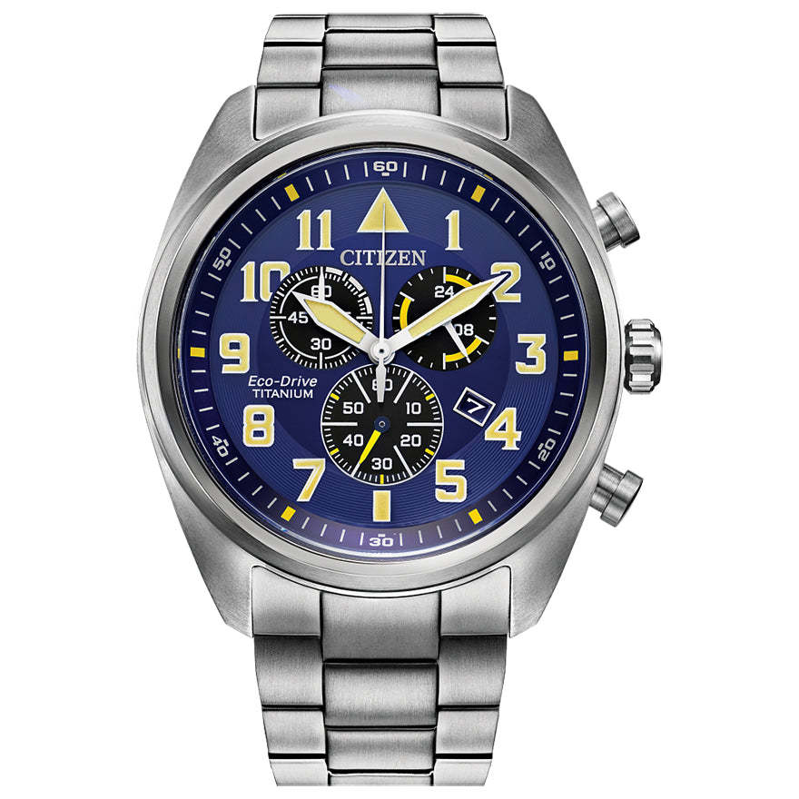 Citizen Eco-Drive Brycen Blue Dial Super Titanium Bracelet Watch | AT2480-57L