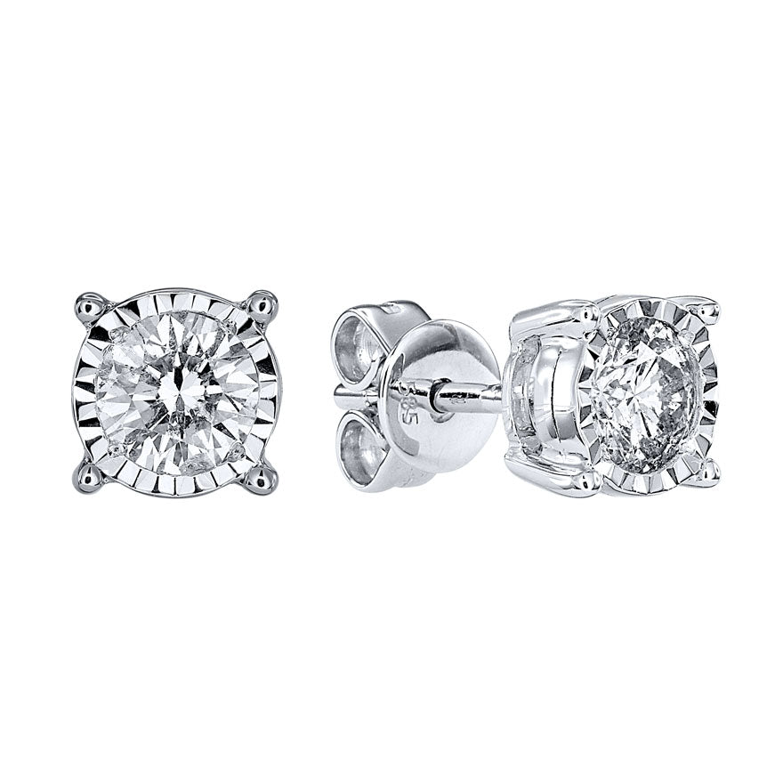 Miracle Mark Solitaire Diamond Stud Earrings in 14K White Gold (0.50 ct tw)