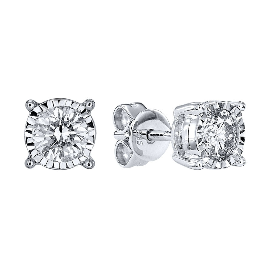 Miracle Mark Solitaire Diamond Stud Earrings in 14K White Gold (0.25 ct tw)