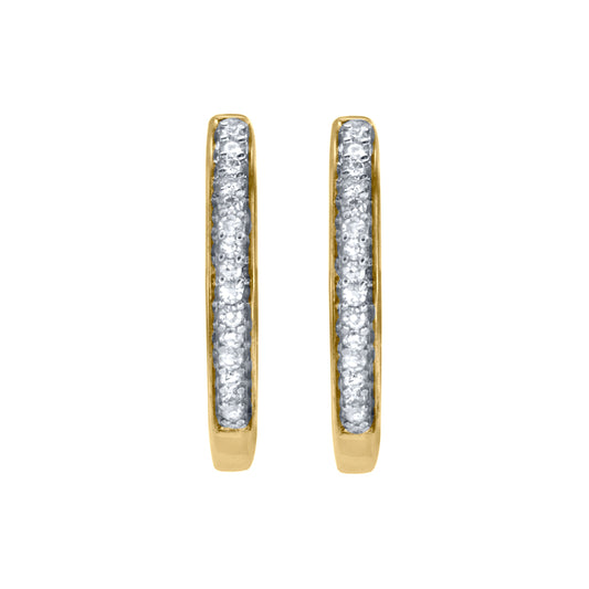 Diamond Hoop Earrings in 10K Yellow Gold (0.10 ct tw)