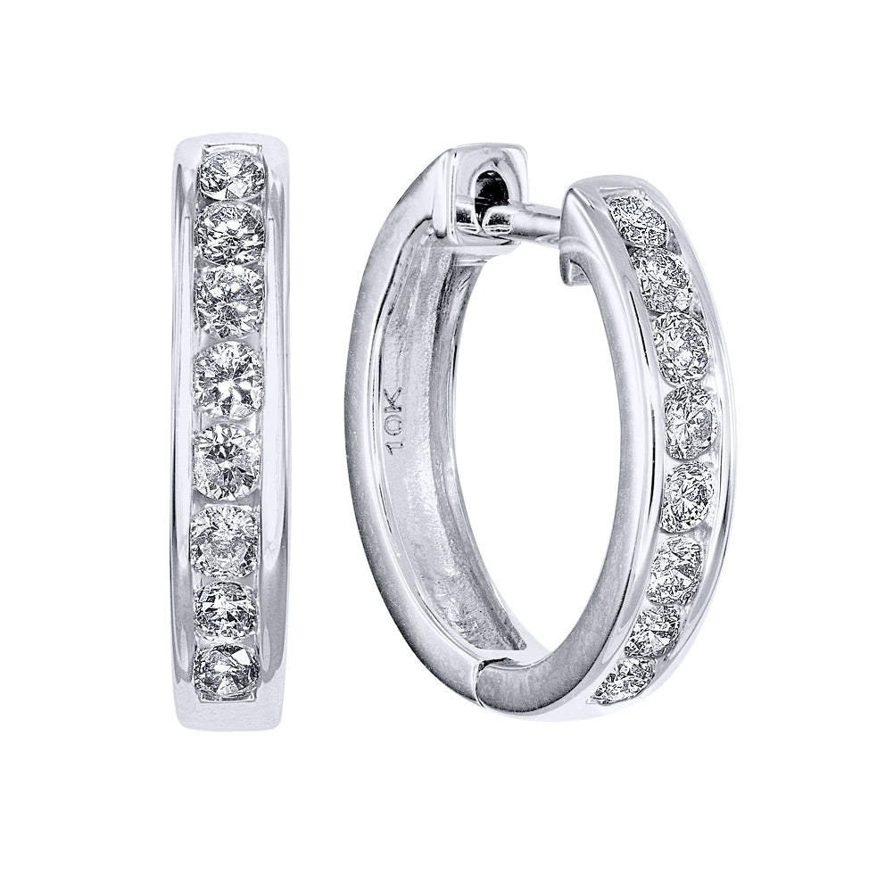 Hoop Channel Set Diamond Earrings in 10K White Gold (0.25ct tw)