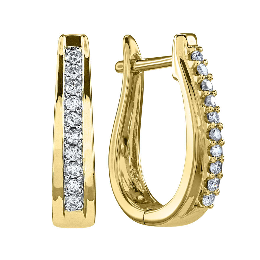 U-Hoop Diamond Earrings in 10K Yellow Gold (0.25 ct tw)