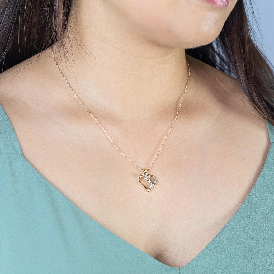 Diamond cluster heart on sale necklace