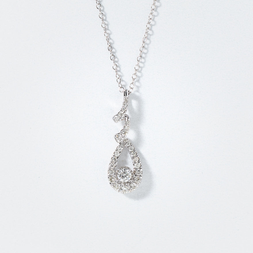Diamond Cluster Necklace in 10K White Gold (0.52 ct tw)