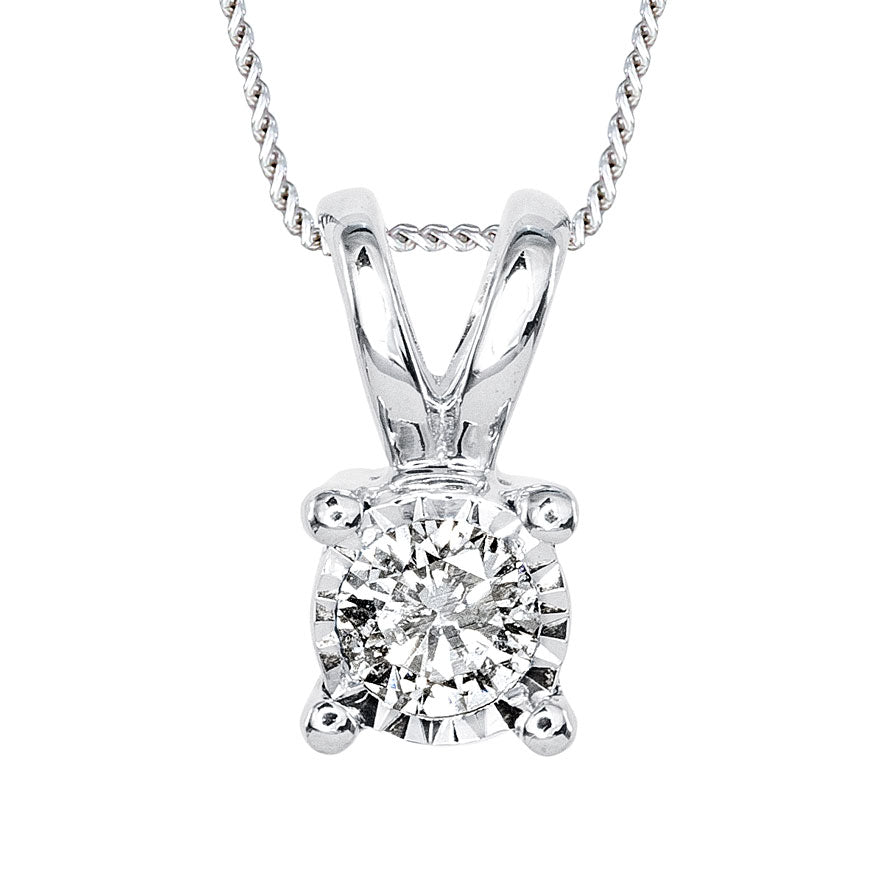 Diamond Solitaire Necklace In White Gold