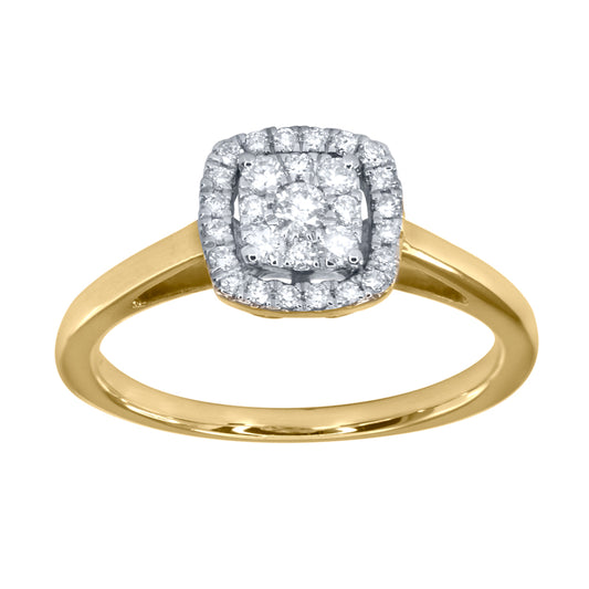 Diamond Cluster Ring in 10K Yellow Gold (0.25 ct tw)