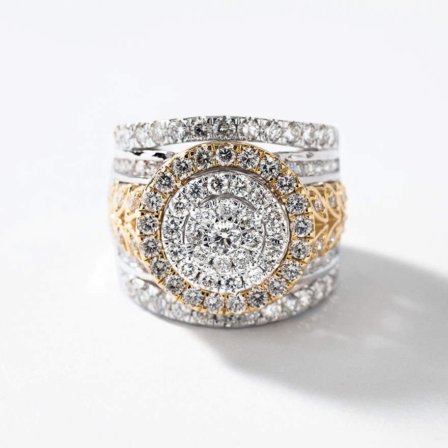 Diamond Dinner Ring in 10K White and Yellow Gold (3.00 ct tw)