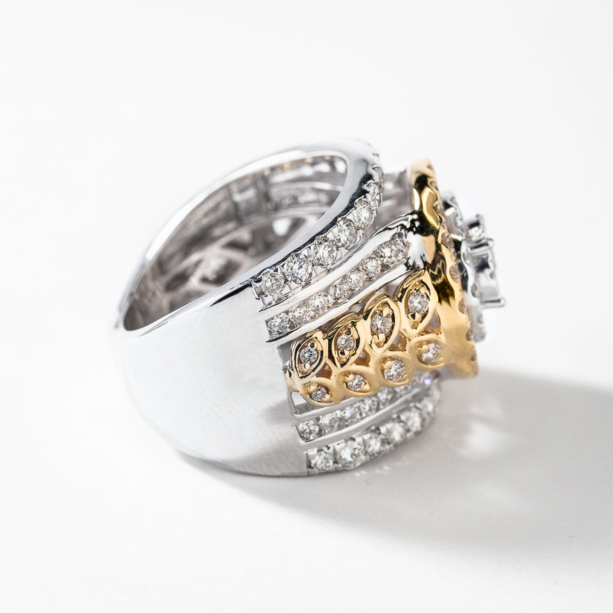 Diamond Dinner Ring in 10K White and Yellow Gold (3.00 ct tw)