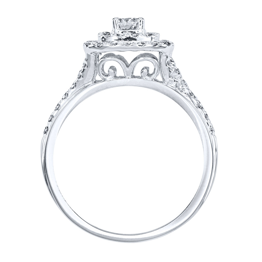 Double Halo Engagement Ring in 14K White Gold (0.82ct tw)
