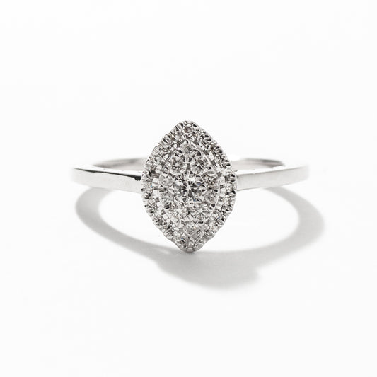 Marquise Shaped Diamond Cluster Ring In 10K White Gold (0.25 ct tw)