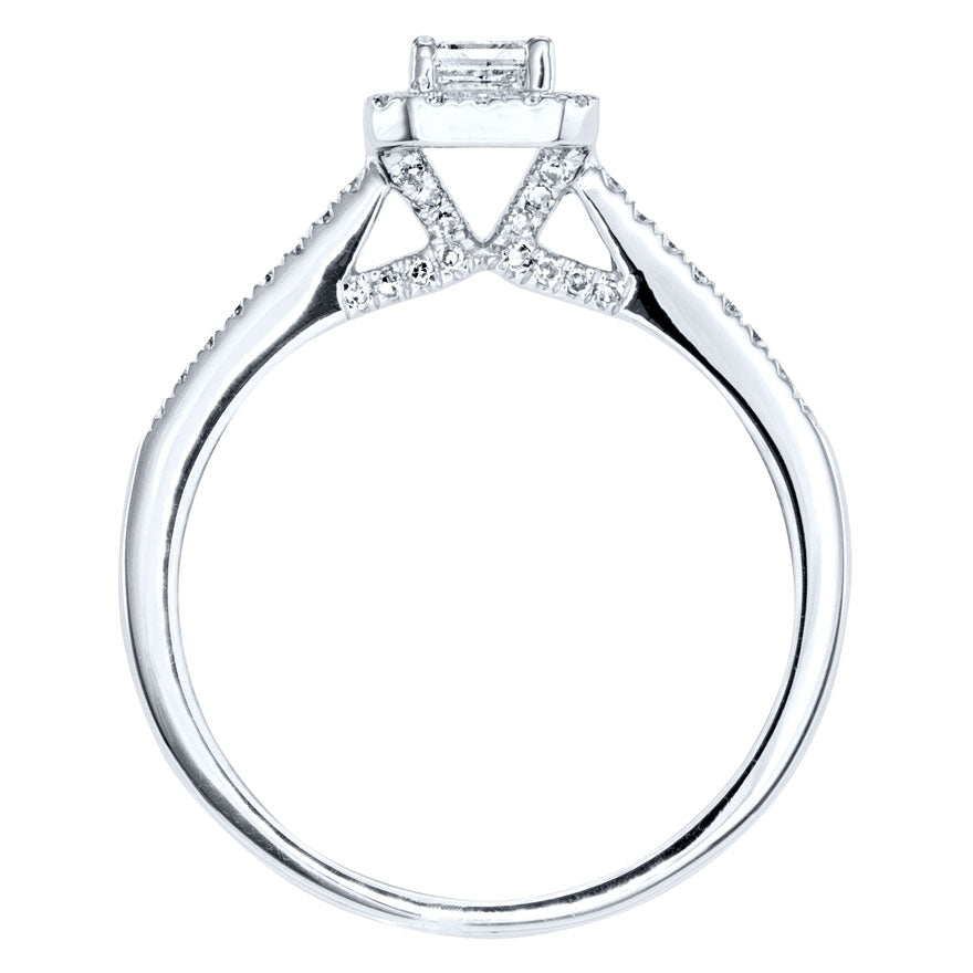 Emerald Cut Halo Diamond Engagement Ring in 14K White Gold (0.80 ct tw)
