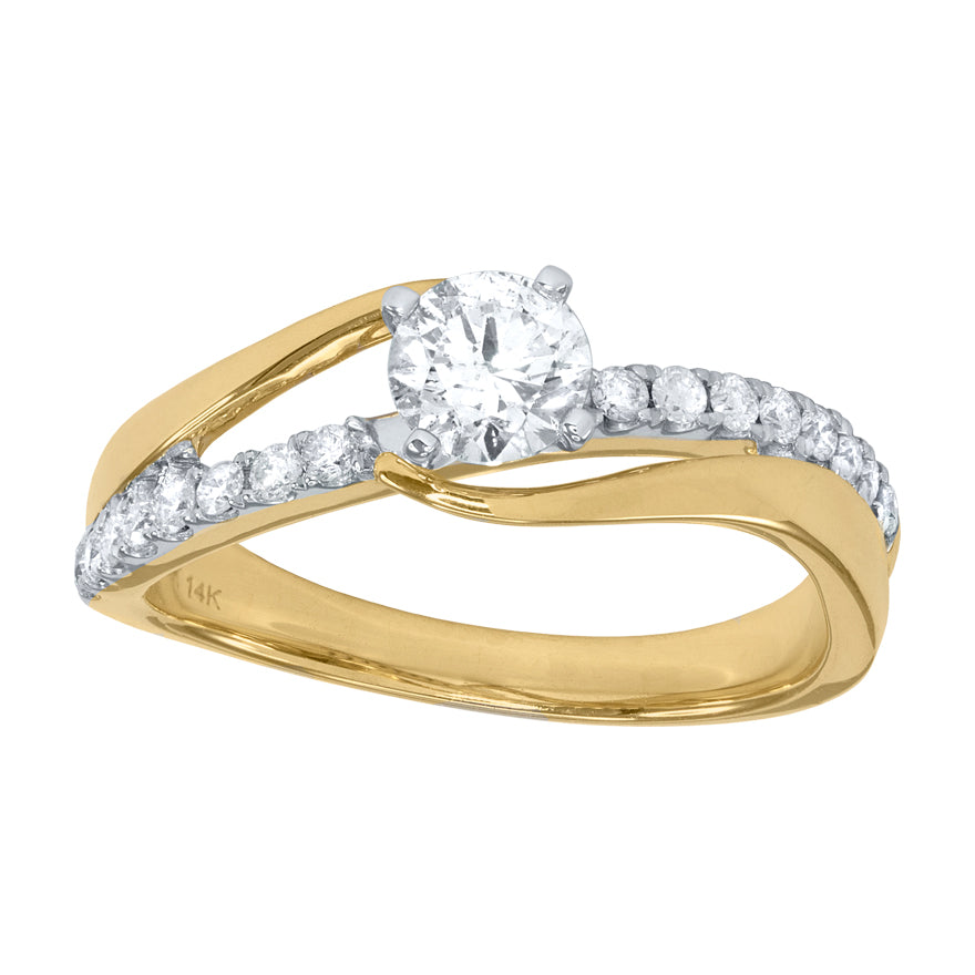 14K Yellow Gold Split Shank Diamond Engagement Ring (0.75 ct tw)