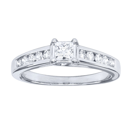 Princess Cut Diamond Engagement Ring In 14K White Gold  (0.66 ct tw)