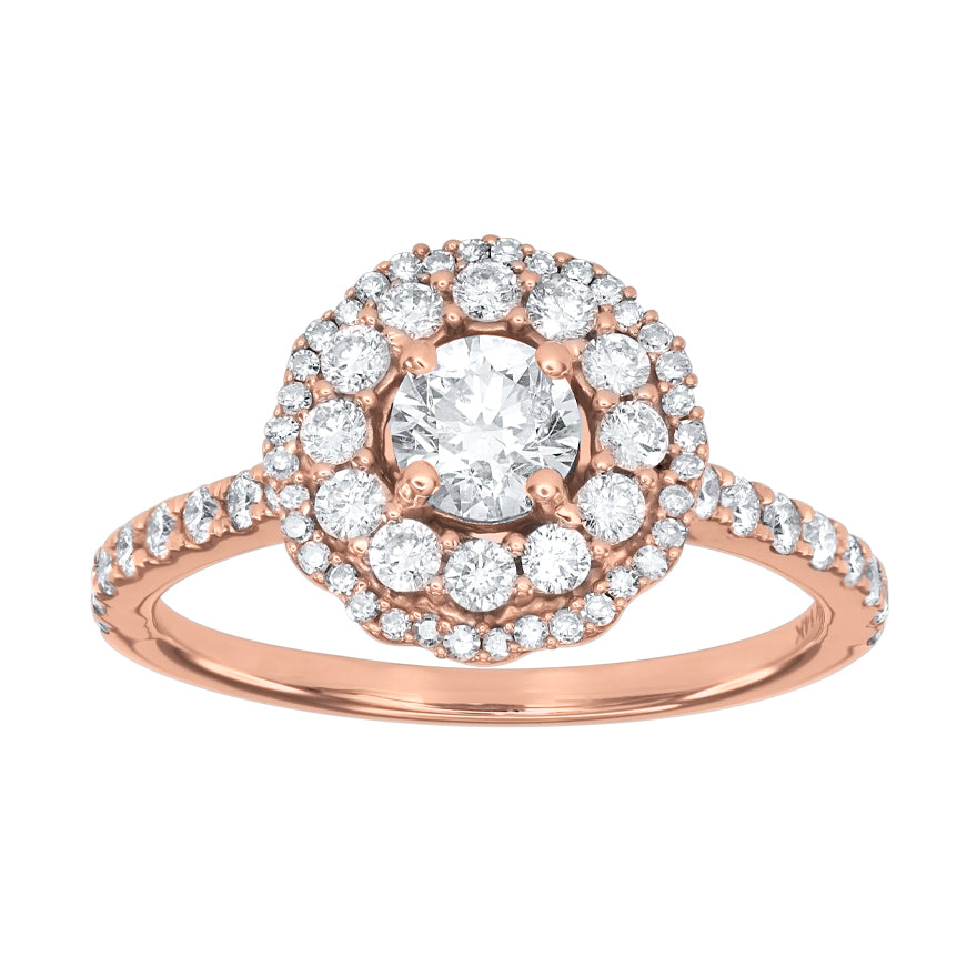 14K Rose Gold Double Halo Diamond Engagement Ring (1.00 ct tw)