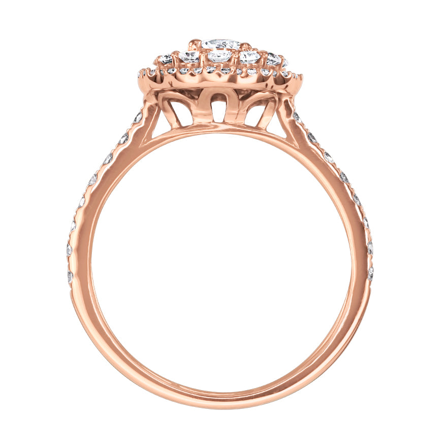14K Rose Gold Double Halo Diamond Engagement Ring (1.00 ct tw) – Ann ...