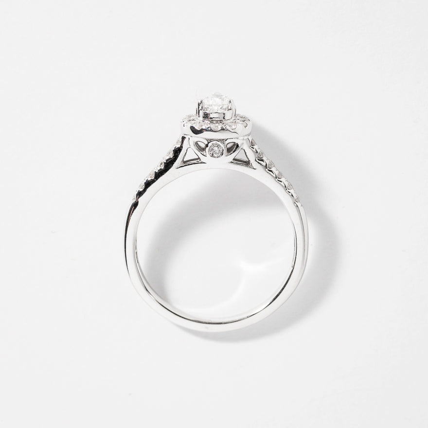 Pear Shaped Diamond Engagement Ring in 10K White Gold (0.50 ct tw