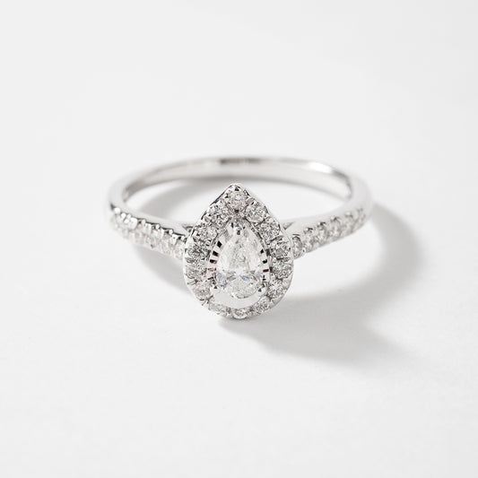 Pear Shaped Diamond Engagement Ring in 10K White Gold (0.50 ct tw)
