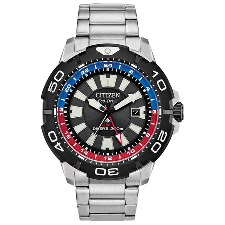 Citizen Promaster GMT Divers Watch With Blue and Red Inner Bezel BJ7 Ann Louise Jewellers