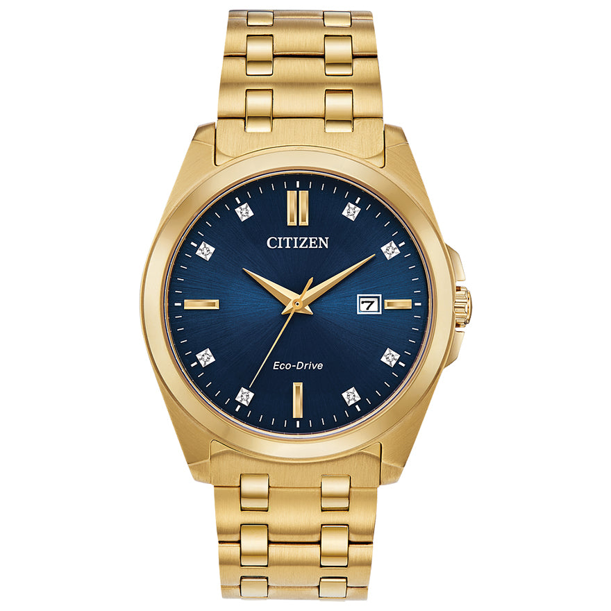 Citizen Corso Eco-Drive Blue Dial Gold Stainless Steel Watch