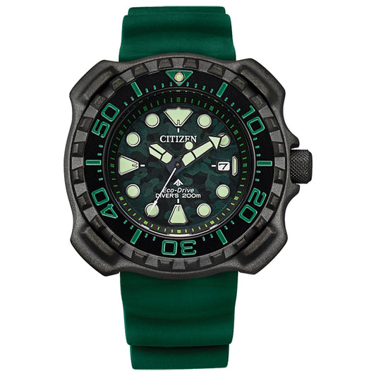 Citizen Eco-Drive Promaster Diver Green Dial Polyurethane Strap | BN0228-06W