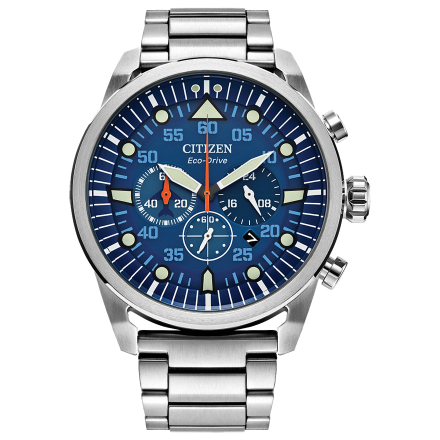 カズオ　シライシ Citizen Eco-Drive Avion Blue Dial Watch | CA4211-72L – Ann-Louise