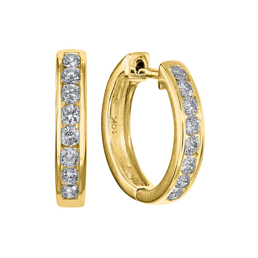 Channel Set Hoop Earrings in 10k Yellow Gold (0.15ct tw)