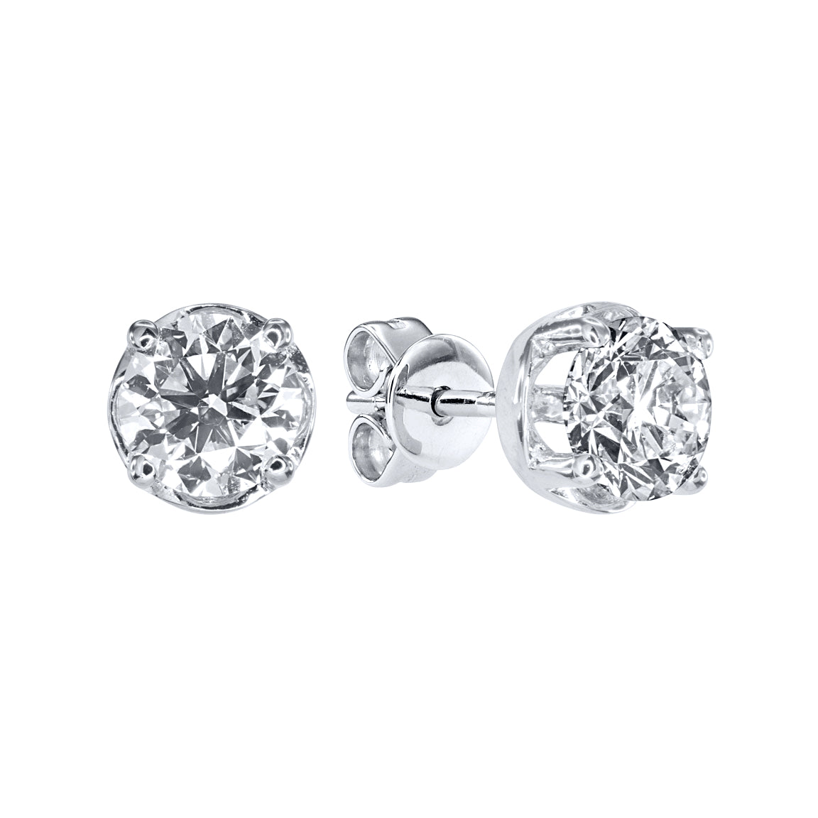Classic Diamond Stud Solitaire Earrings in 18K White Gold (0.70ct tw)