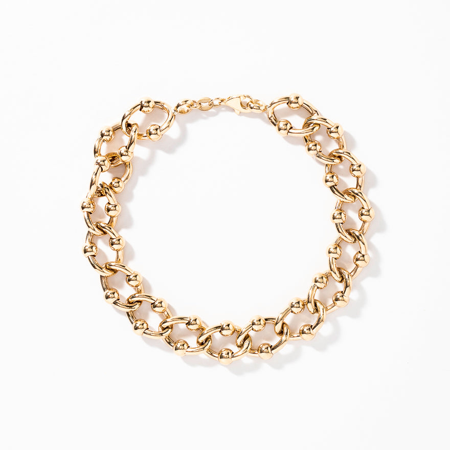 Beaded Circle Link Bracelet in 10K Yellow Gold