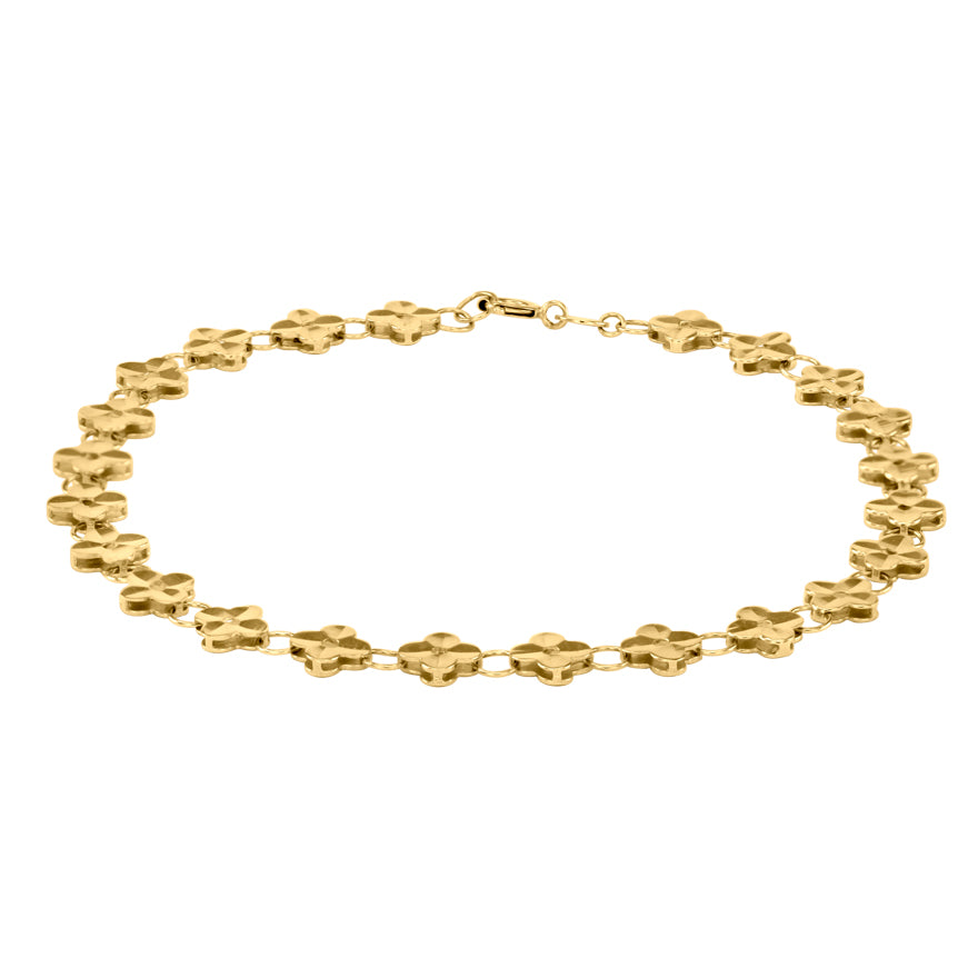 Flower Link Bracelet in 10K Yellow Gold