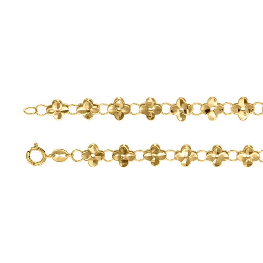 Flower Link Bracelet in 10K Yellow Gold