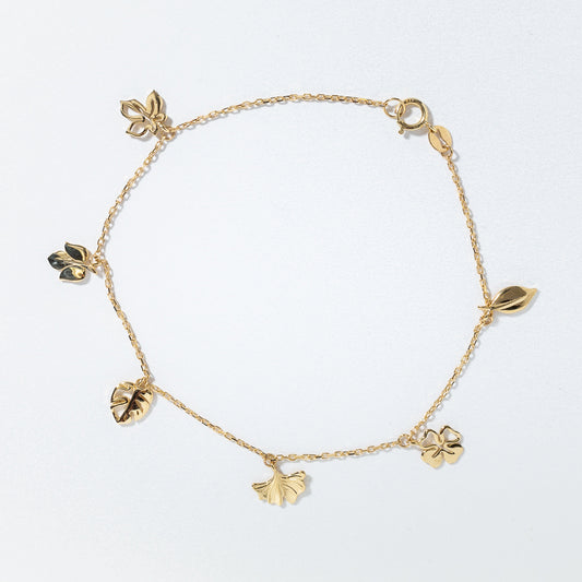 Leaf Charm Bracelet in 10K Yellow Gold