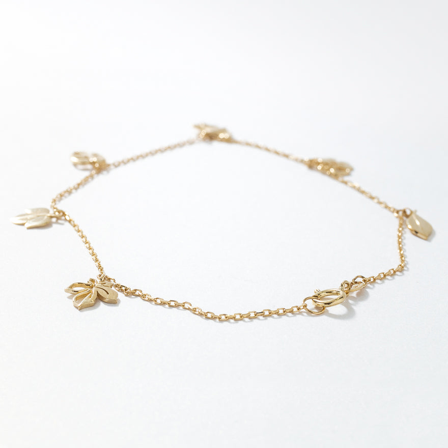 Gemstone Leaf Charm Bracelet