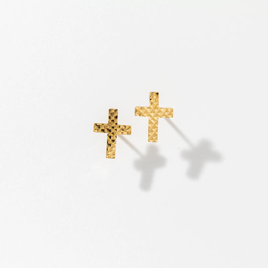 Cross Stud Earrings in 10K Yellow Gold