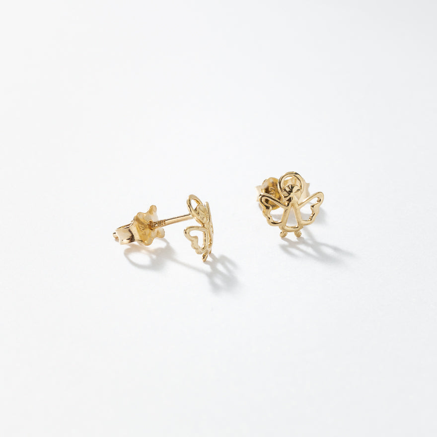 Angel Stud Earrings in 10K Yellow Gold