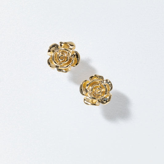 Rose Stud Earrings in 10K Yellow Gold