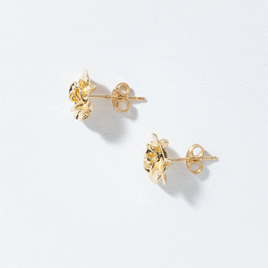 Rose Stud Earrings in 10K Yellow Gold