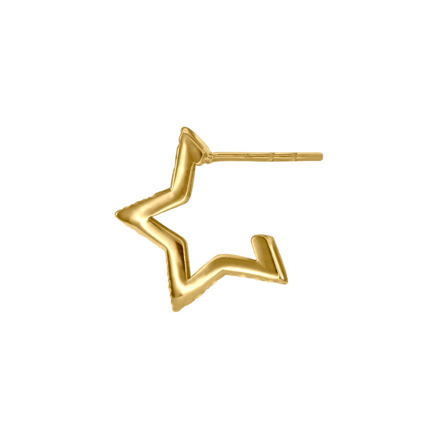 Star Hoop Earrings in 10K Yellow Gold