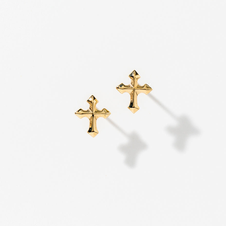 Cross Stud Earrings in 10K Yellow Gold