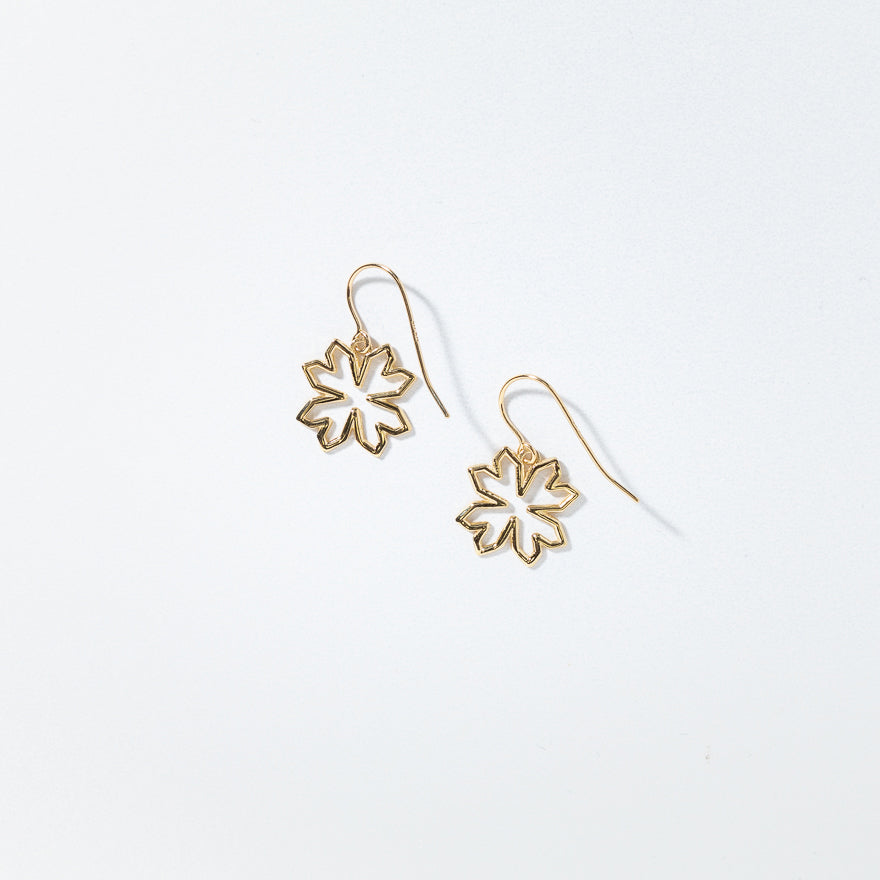 Open Leaf Drop Earrings In 10K Yellow Gold