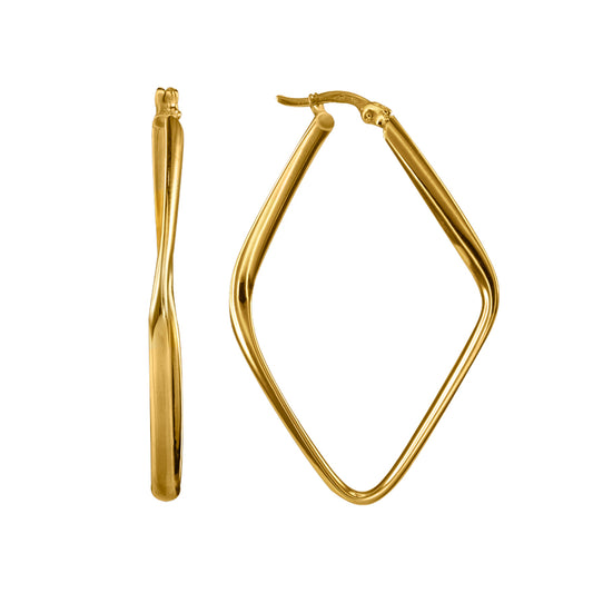 Diamond Shape Hoop Earrings in 10K Yellow Gold