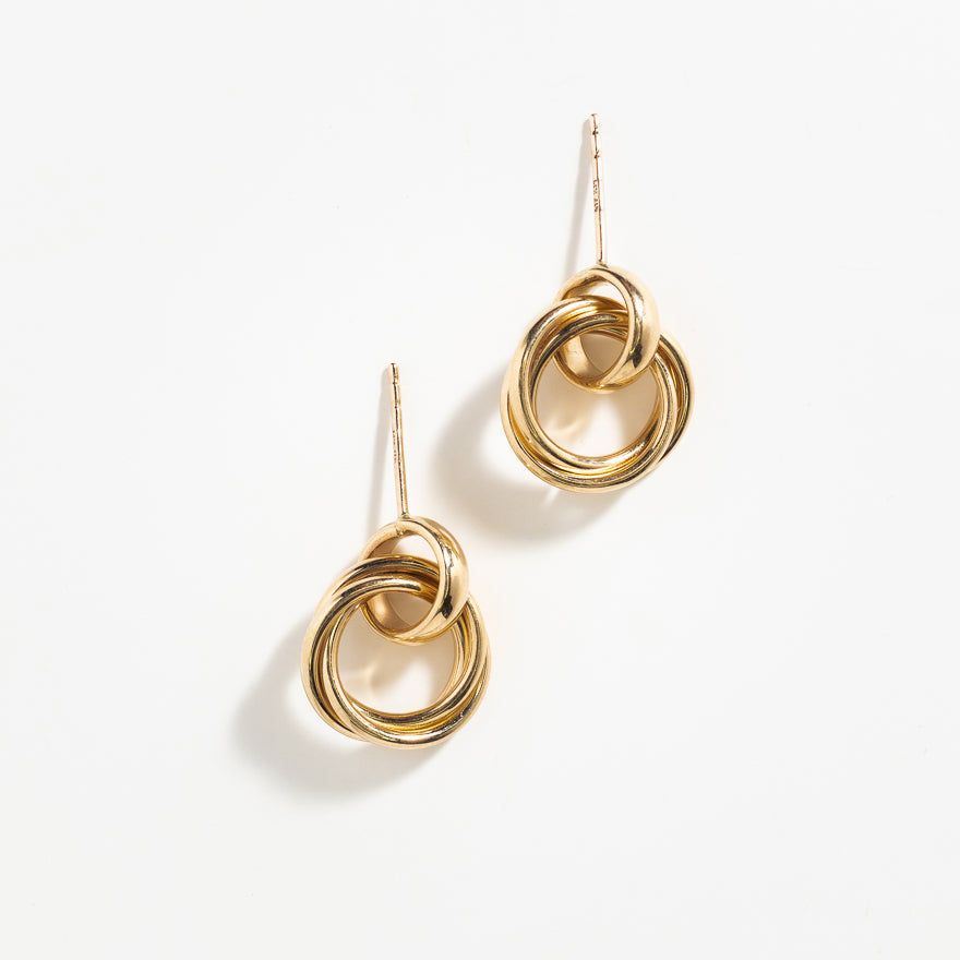 Interlocking Circle Earrings in 10K Yellow Gold