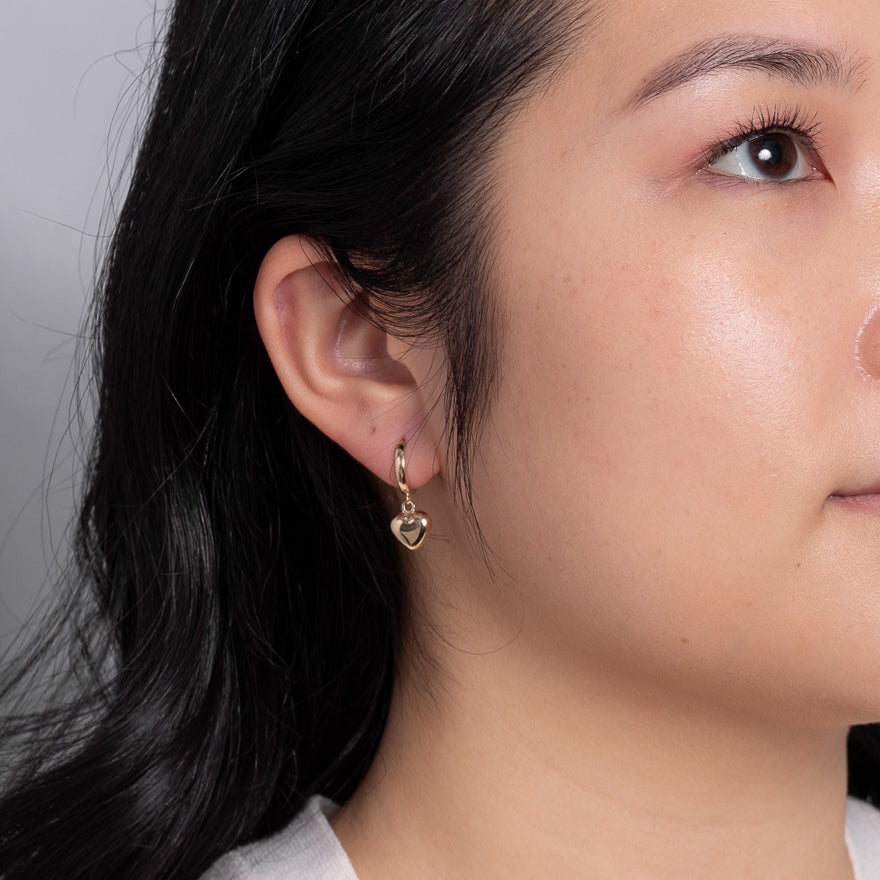 Hoop earrings store with dangling heart