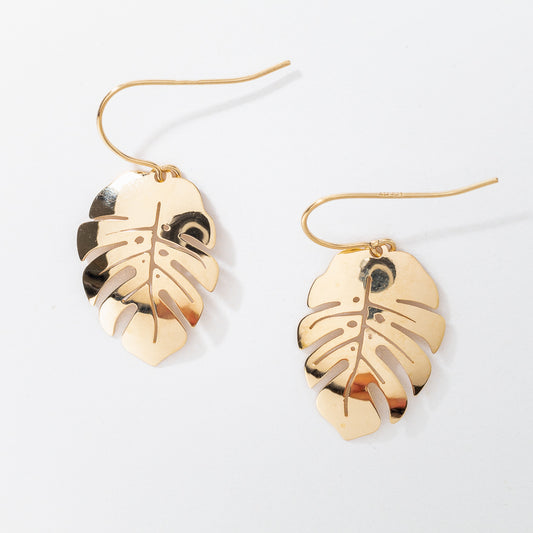 Dangling Leaf Earrings in 10K Yellow Gold