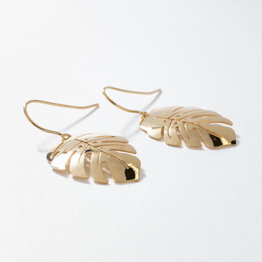 Dangling Leaf Earrings in 10K Yellow Gold