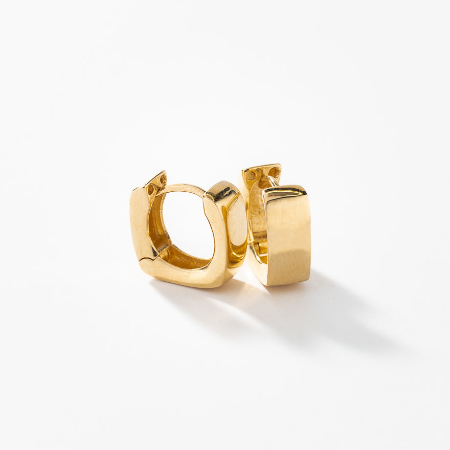 Square Huggie Earrings in 10K Yellow Gold